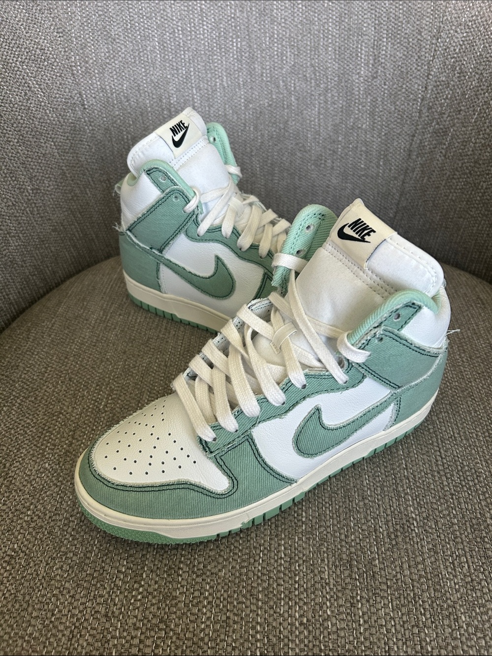Nike Dunk High 1985 Enamel Green Denim Sneakers